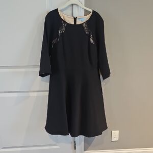 Black Lace-Accent A-Line Dress